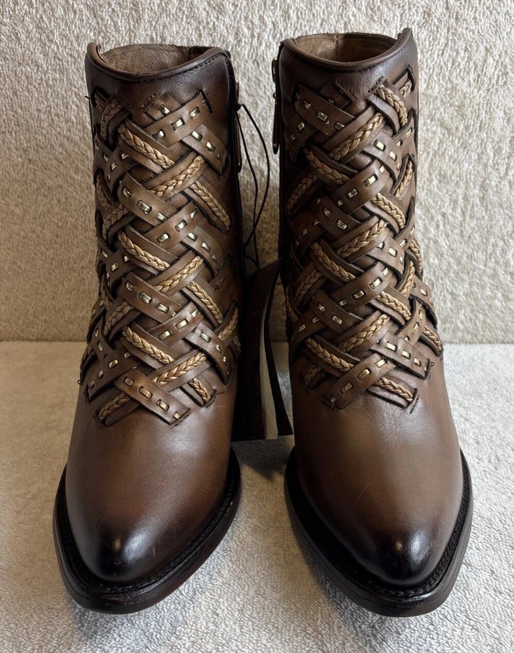 Cuadra Ladies Ankle Brown Leather Booties Size 8.5 M 54196